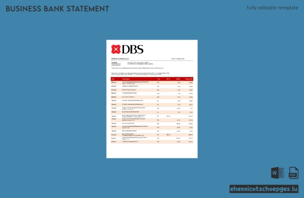 DBS Bank Kontoauszug (Word- und PDF-Beispiel)